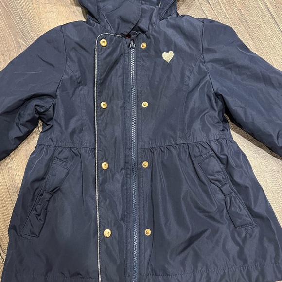 London Fog Navy Blue Girls Winter Coat w/ Heart Accent - Picture 3 of 9